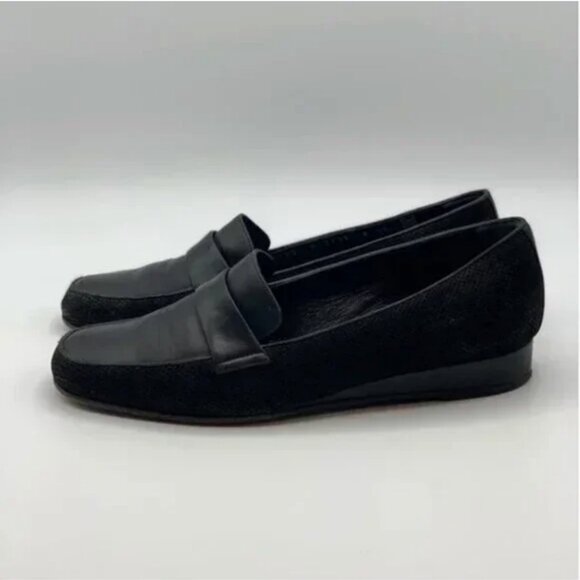 Bruno Magli Black Leather and Suede Loafers Size 7.5 - Picture 3 of 8